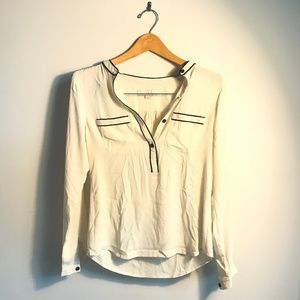 💫LOFT CREAM WITH BLACK PIPING DETAIL BLOUSE 💫